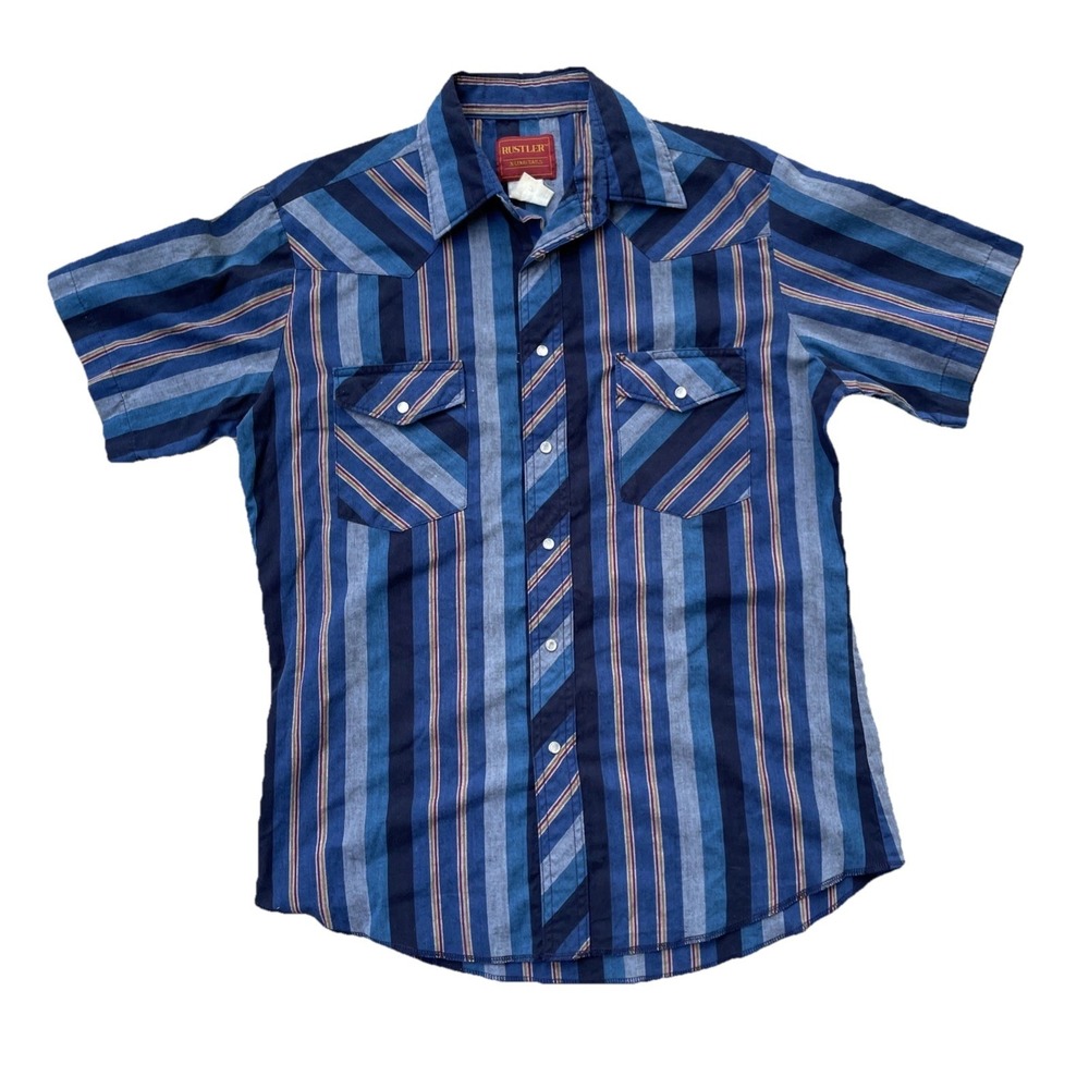men's Rustler vintage collared snap t-shirt cotton stripes colorful X long tails